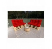 Set of 2 Pallet Cushions - Seat 120x80 cm + Backrest 120x40 cm, Waterproof, Quilted, Red