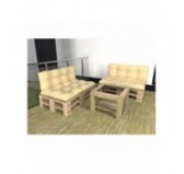 Set of 2 Pallet Cushions - Seat 120x80 cm + Backrest 120x40 cm, Waterproof, Quilted, Beige