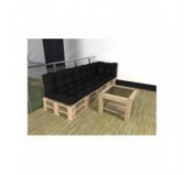 Set of 6 Pallet Cushions - 2x Seat + 2x Backrest + Side + Deco, Waterproof, Quilted, Black