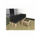 Set of 6 Pallet Cushions - 2x Seat + 2x Backrest + Side + Deco, Waterproof, Quilted, Anthracite