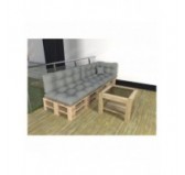 Set of 6 Pallet Cushions - 2x Seat + 2x Backrest + Side + Deco, Waterproof, Quilted, Grey