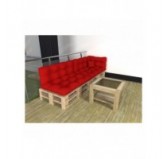 Set of 6 Pallet Cushions - 2x Seat + 2x Backrest + Side + Deco, Waterproof, Quilted, Red