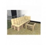 Set of 6 Pallet Cushions - 2x Seat + 2x Backrest + Side + Deco, Waterproof, Quilted, Beige