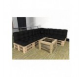 Set of 8 Pallet Cushions - 3x Seat + 3x Backrest + Side + Deco, Waterproof, Quilted, Black