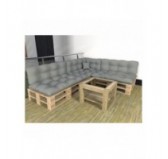 Set of 8 Pallet Cushions - 3x Seat + 3x Backrest + Side + Deco, Waterproof, Quilted, Grey