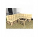 Set of 8 Pallet Cushions - 3x Seat + 3x Backrest + Side + Deco, Waterproof, Quilted, Beige