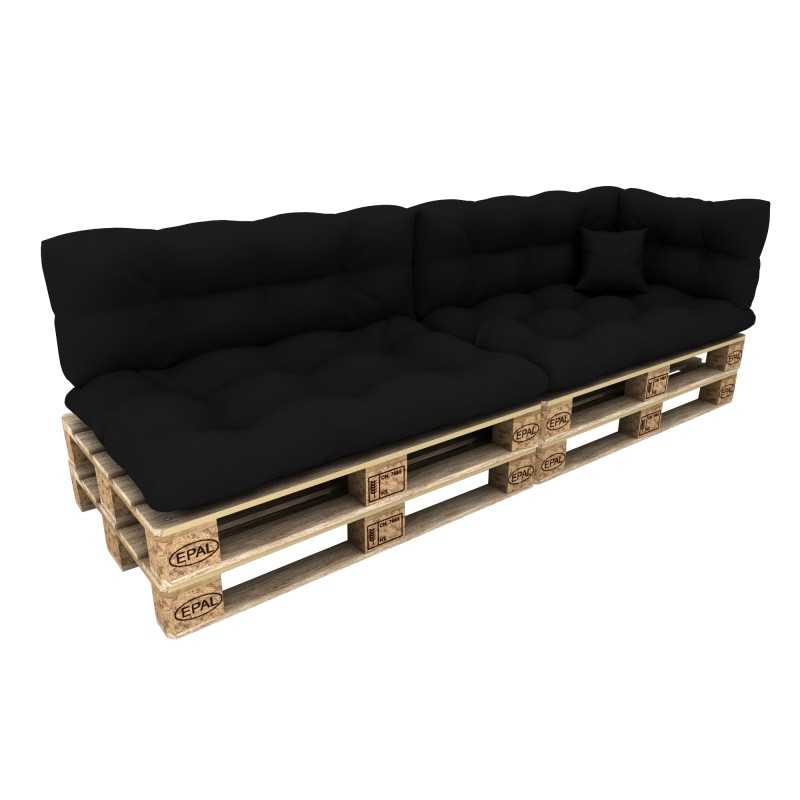 Set of 6 Pallet Cushions - 2x Seat + 2x Backrest + Side + Deco, Waterproof, Quilted, Anthracite