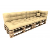 Set of 6 Pallet Cushions - 2x Seat + 2x Backrest + Side + Deco, Waterproof, Quilted, Beige