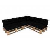 Set of 8 Pallet Cushions - 3x Seat + 3x Backrest + Side + Deco, Waterproof, Quilted, Black