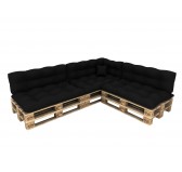 Set of 8 Pallet Cushions - 3x Seat + 3x Backrest + Side + Deco, Waterproof, Quilted, Anthracite