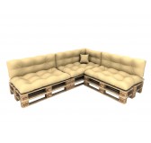 Set of 8 Pallet Cushions - 3x Seat + 3x Backrest + Side + Deco, Waterproof, Quilted, Beige