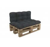 Set of 2 Pallet Cushions - Seat 120x60 cm + Backrest 120x60 cm, Quilted, Anthracite