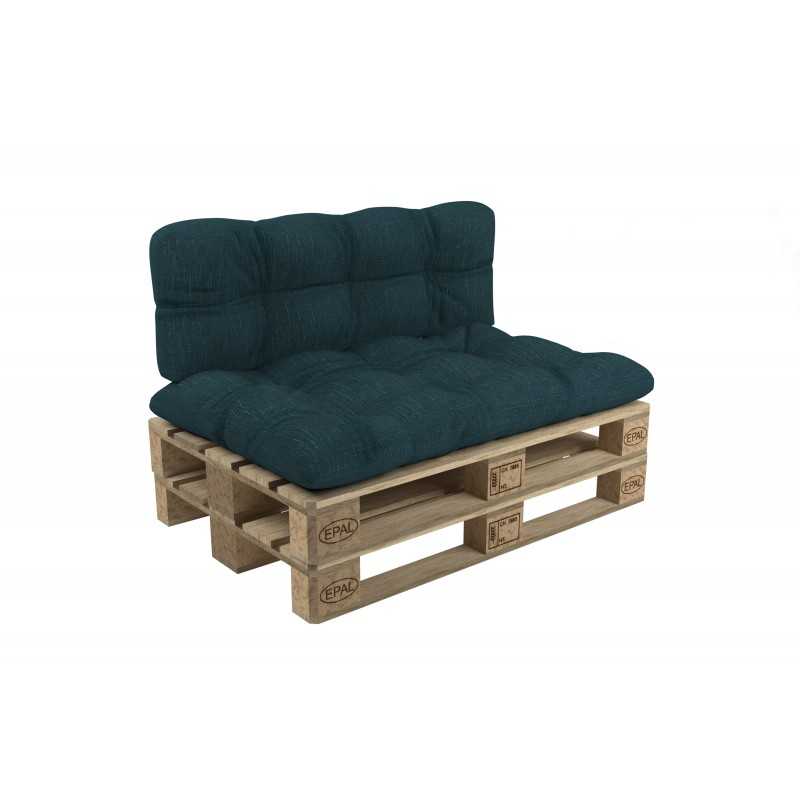 Set of 2 Pallet Cushions - Seat 120x60 cm + Backrest 120x60 cm, Quilted, Dark Green