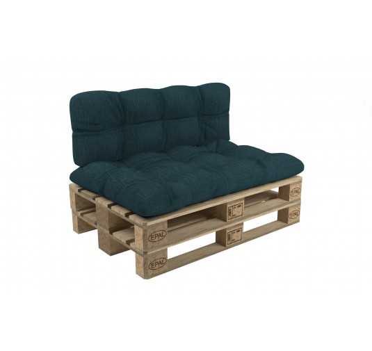 Set of 2 Pallet Cushions - Seat 120x60 cm + Backrest 120x60 cm, Quilted, Dark Green