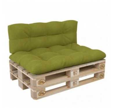 Set of 2 Pallet Cushions, 120x80 cm + 120x40 cm, Quilted, Lime