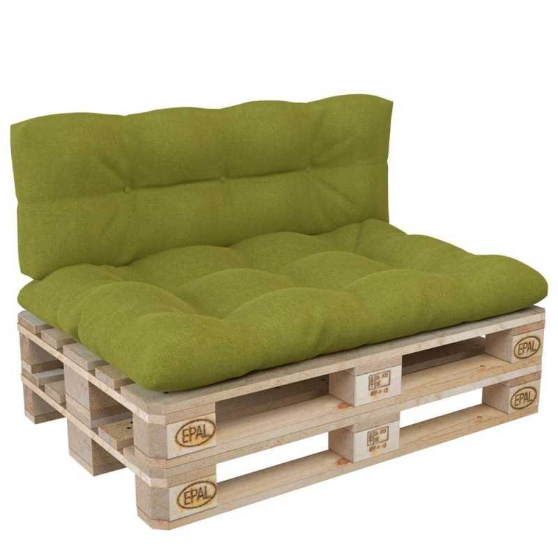 Set of 2 Pallet Cushions, 120x80 cm + 120x40 cm, Quilted, Lime