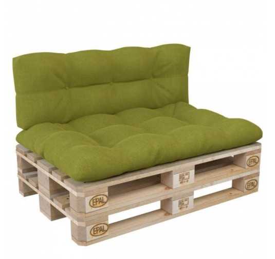 Set of 2 Pallet Cushions, 120x80 cm + 120x40 cm, Quilted, Lime