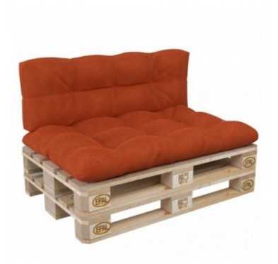 Set of 2 Pallet Cushions, 120x80 cm + 120x40 cm, Quilted, Orange