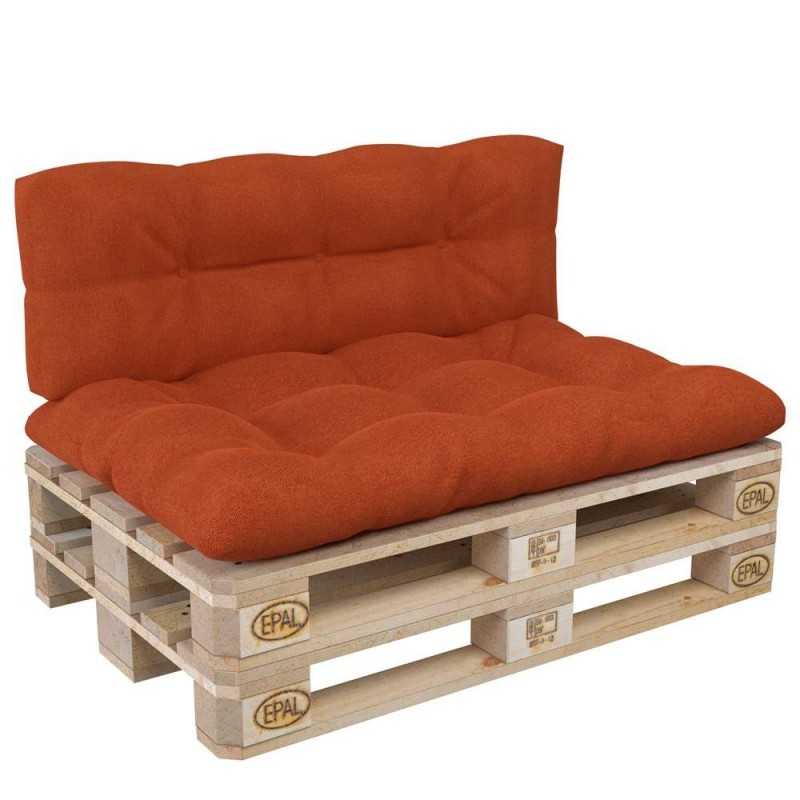 Set of 2 Pallet Cushions, 120x80 cm + 120x40 cm, Quilted, Orange