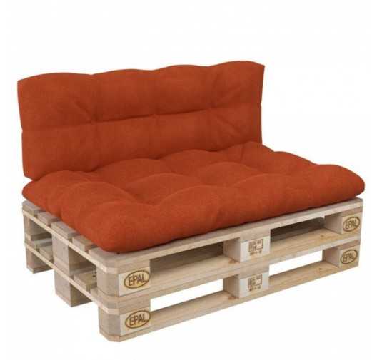 Set of 2 Pallet Cushions, 120x80 cm + 120x40 cm, Quilted, Orange