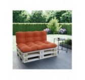 Set of 2 Pallet Cushions, 120x80 cm + 120x40 cm, Quilted, Orange