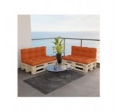 Set of 2 Pallet Cushions, 120x80 cm + 120x40 cm, Quilted, Orange