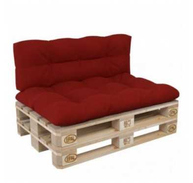 Set of 2 Pallet Cushions, 120x80 cm + 120x40 cm, Quilted, Red