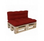 Set of 2 Pallet Cushions, 120x80 cm + 120x40 cm, Quilted, Red