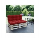 Set of 2 Pallet Cushions, 120x80 cm + 120x40 cm, Quilted, Red