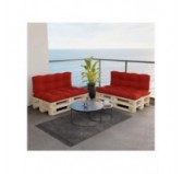 Set of 2 Pallet Cushions, 120x80 cm + 120x40 cm, Quilted, Red