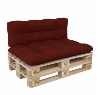 Set of 2 Pallet Cushions, 120x80 cm + 120x40 cm, Quilted, Burgundy