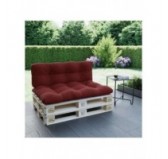 Set of 2 Pallet Cushions, 120x80 cm + 120x40 cm, Quilted, Burgundy