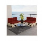 Set of 2 Pallet Cushions, 120x80 cm + 120x40 cm, Quilted, Burgundy