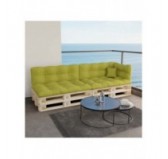 Set of 6 Pallet Cushions, 2x Seat + 2x Backrest + Side Cushion + Deco Cushion, Quilted, Lime