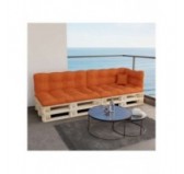 Set of 6 Pallet Cushions, 2x Seat + 2x Backrest + Side Cushion + Deco Cushion, Quilted, Orange