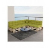 Set of 8 Pallet Cushions, 3x Seat + 3x Backrest + Side Cushion + Deco Cushion, Quilted, Lime