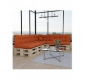 Set of 8 Pallet Cushions, 3x Seat + 3x Backrest + Side Cushion + Deco Cushion, Quilted, Orange