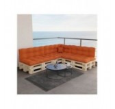 Set of 8 Pallet Cushions, 3x Seat + 3x Backrest + Side Cushion + Deco Cushion, Quilted, Orange