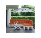 Set of 8 Pallet Cushions, 3x Seat + 3x Backrest + Side Cushion + Deco Cushion, Quilted, Orange