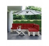 Set of 8 Pallet Cushions, 3x Seat + 3x Backrest + Side Cushion + Deco Cushion, Quilted, Red