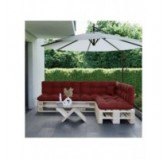 Set of 8 Pallet Cushions, 3x Seat + 3x Backrest + Side Cushion + Deco Cushion, Quilted, Burgundy