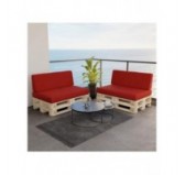 Set of 2 Pallet Cushions, 120x80 cm + 120x40 cm, Red