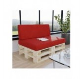 Set of 2 Pallet Cushions, 120x80 cm + 120x40 cm, Red