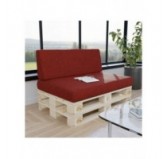 Set of 2 Pallet Cushions, 120x80 cm + 120x40 cm, Burgundy