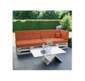 Set of 6 Pallet Cushions, 2x Seat + 2x Backrest + Side Cushion + Deco Cushion, Orange