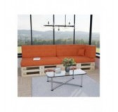 Set of 6 Pallet Cushions, 2x Seat + 2x Backrest + Side Cushion + Deco Cushion, Orange