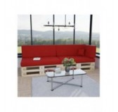 Set of 6 Pallet Cushions, 2x Seat + 2x Backrest + Side Cushion + Deco Cushion, Red