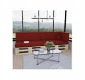 Set of 6 Pallet Cushions, 2x Seat + 2x Backrest + Side Cushion + Deco Cushion, Burgundy