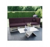 Set of 6 Pallet Cushions, 2x Seat + 2x Backrest + Side Cushion + Deco Cushion, Violet