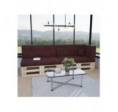 Set of 6 Pallet Cushions, 2x Seat + 2x Backrest + Side Cushion + Deco Cushion, Violet